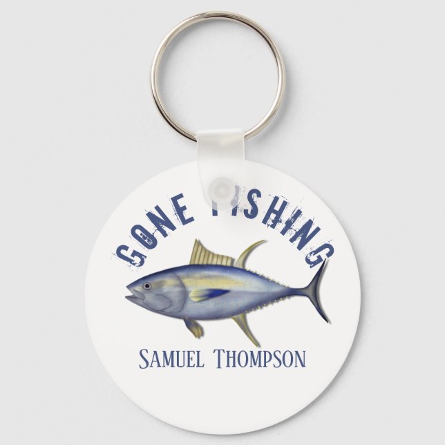 Porte-clés Gone Fishing Tuna Fish Modern Fishman Cute (Recto)