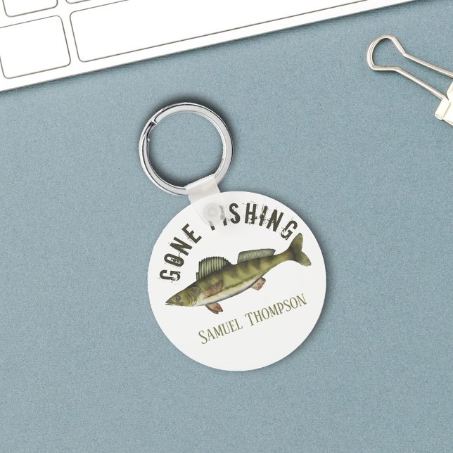 Porte-clés Gone Fishing Walleye Fish Modern Fishman Cute (Gone Fishing Custom Keychain)