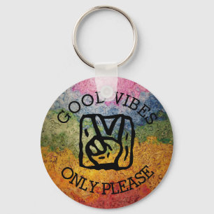 Porte-clés Good Vibes Only Please Peace Rainbow