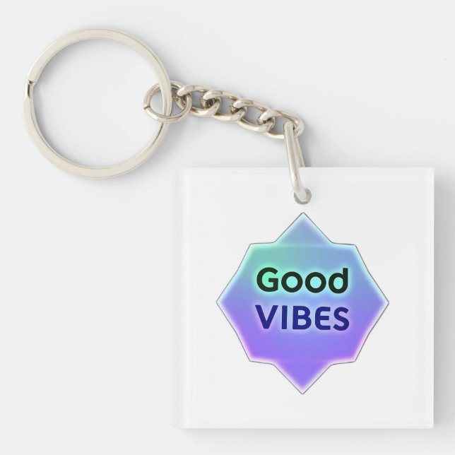 Porte-clés "Good Vibes" Text on Gradient Star Shape (Devant)