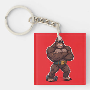 Porte-clés Gorille Bodybuilder Haltérophile Pop Art Cartoon