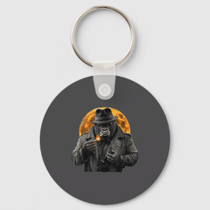 Porte-clés Gorille Fumeur En Trench Avec Lune Orange Ar