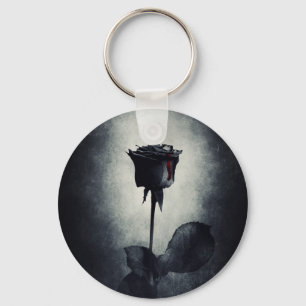 Porte-clés Goth Black Rose Dripping Blood on Black Grunge