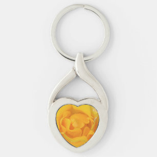 Porte-clés Gouttes d'eau de rose jaune romantique