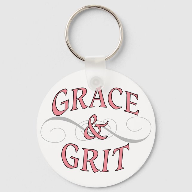 Porte-clés Grace & Gris en rose et gris (Recto)