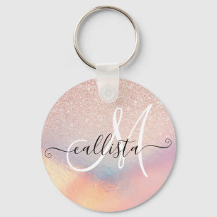 Porte-clés Gradient holographique de Rose Gold Glitter Irides