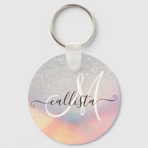 Porte-clés Gradient holographique de Silver Glitter