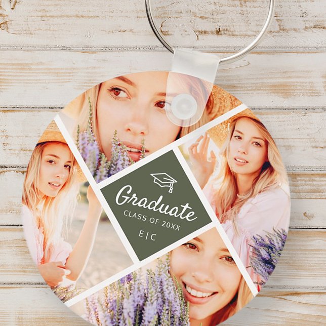 Porte-clés Graduate Class of 20XX Modern Graduation Cap Photo (Créateur téléchargé)