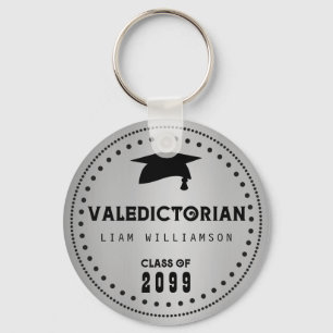 Porte-clés Graduation de Valedictorian noir et argent