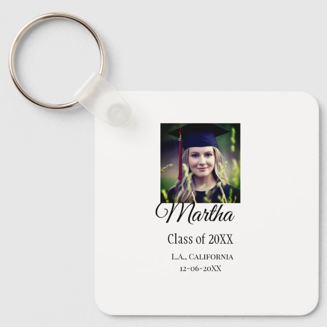 Porte-clés Graduation fgrats ajouter nom photo ville date cla (Recto)