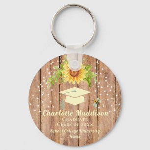 Porte-clés Graduation rustique Classe de félicitations Floral