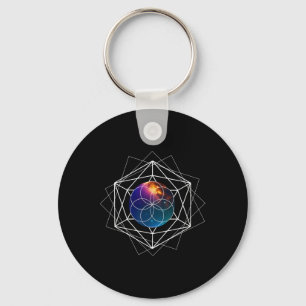 Porte-clés Graine de vie géométrie sacrée galaxie métaphysiqu