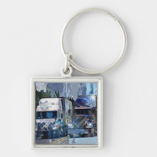 Porte-clés GRAND art d'AMANTS de CAMION de FRET (Devant)