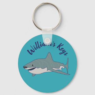 Porte-clés Grand bleu turquoise de requin blanc personnalisé