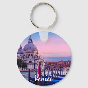 Porte-clés Grand Canal avec gondoles et église à Venise