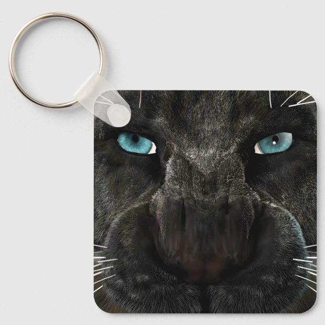 Porte-clés Grand Chat Panther Noir (Recto)
