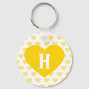 Porte-clés Grand Coeur jaune vif - Monogramme