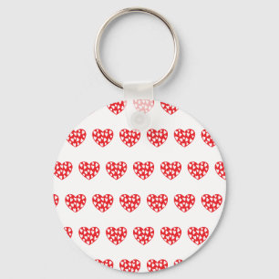 Porte-clés Grand Coeur Rouge Avec Petits Coeurs