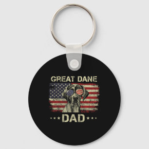 Porte-clés Grand Dane Papa Amoureux de les chiens Drapeau Amé