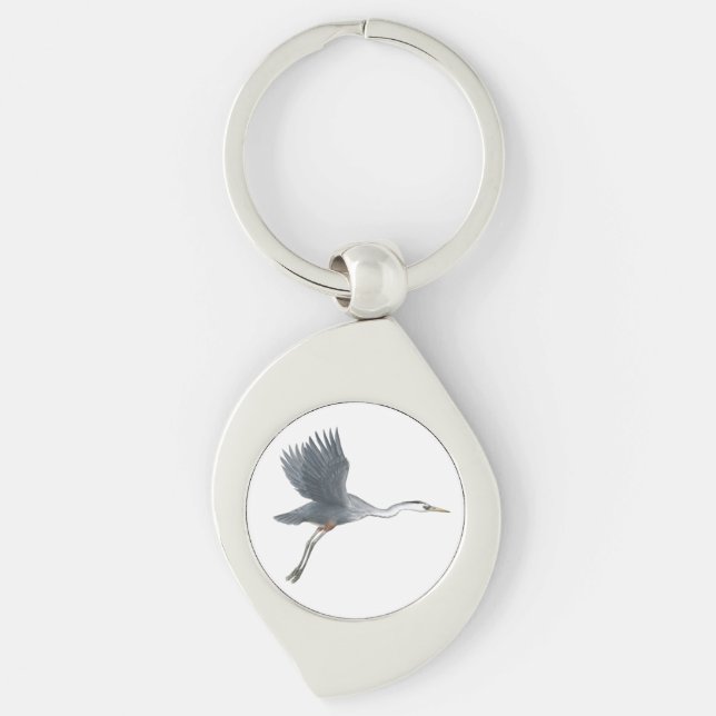 Porte-clés Grand Héron bleu volant (Devant)