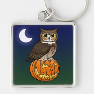 Porte-clés Grand hibou à cornes de Halloween