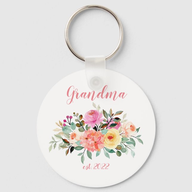 Porte-clés Grand-mère PERSONNALISABLE Date - Première Grand-m (Recto)
