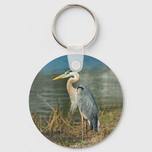 Porte-clés Grand Porte - clé d'oiseaux de Héron Bleu (Recto)