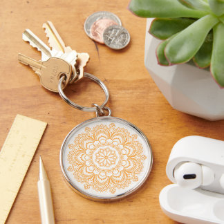 Porte-clés Grande (2") Mandala avec motif Premium Round