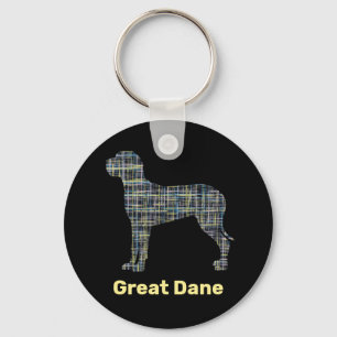 Porte-clés Grande Danse Chien Jaune & Noir Grille