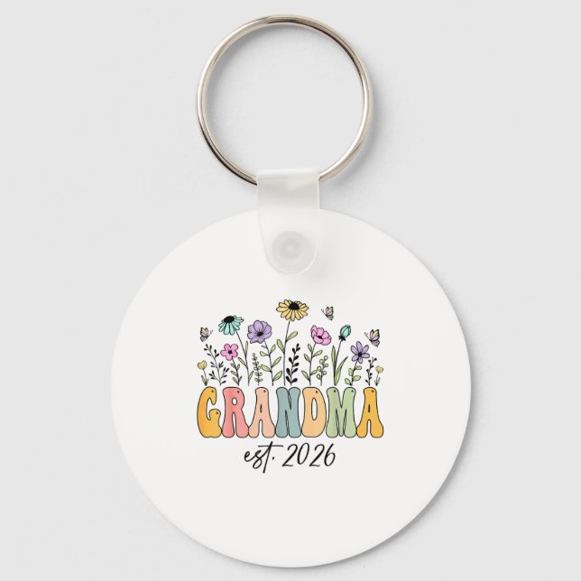 Porte-clés Grandma Est. 2026 Wildflower Promoted To Grandma  (Recto)