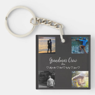 Porte-clés Grandma's Crew Custom 4 Photo Grid