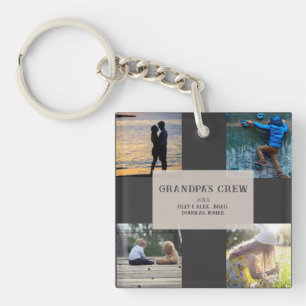 Porte-clés Grandpa Crew Custom 4 Photo Grid Porte - clé