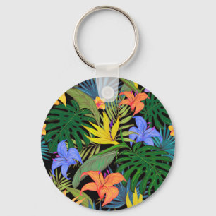 Porte-clés Graphique de fleur d'Aloha de Hawaii tropical