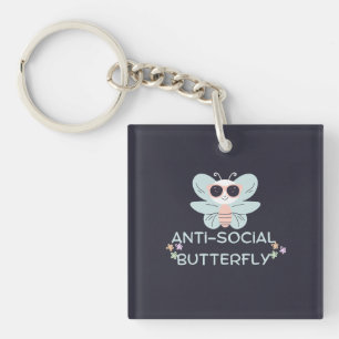 Porte-clés Graphique de maux papillon anti-social