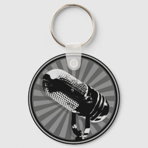 Porte-clés Graphique de microphone rétro