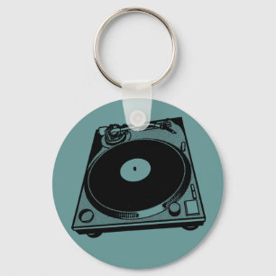 Porte-clés Graphique de Tourne-disque rétro en noir