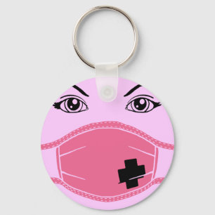 Porte-clés Graphique Masque Médicale rose