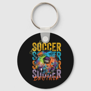 Porte-clés Graphisme décontracté de frère de football coloré
