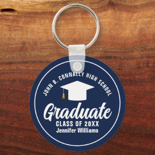 Porte-clés Gras Navy Blue Graduation Custom 2025 Graduate