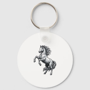 Porte-clés Gravure Vintage Cheval Cabré Design Vectoriel_1
