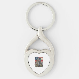 Porte-clés Gravure vintage commémorative patriotique Blue Hee