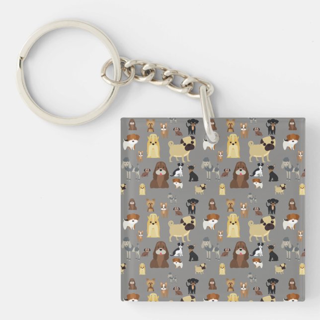 Porte-clés gray background dogs (Devant)