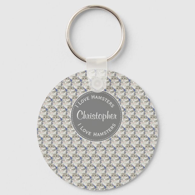 Porte-clés Gray Hamster, garçon personnalisé (Recto)