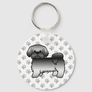 Porte-clés Gray Shih Tzu Cute Cartoon Dog Illustration