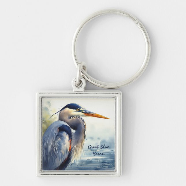 Porte-clés Great Blue Heron Faune Mer Terres Humides Oiseaux  (Devant)