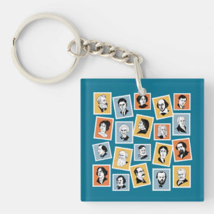 Porte-clés Great writers, poets and playwrights on stamps-1