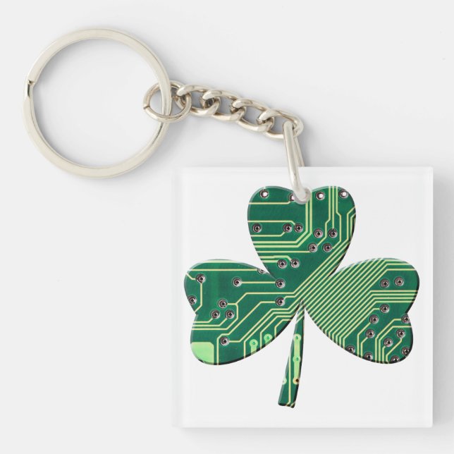 Porte-clés Green Circuit Board St Patrick Day Shamrock (Devant)