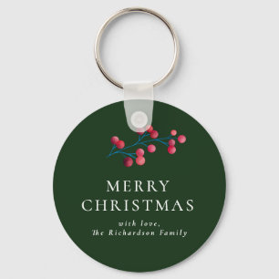 Porte-clés Green Joyeux Noël Famille personnalisée