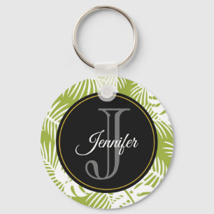 Porte-clés Green Palm Feuille Rainforest Motif Monogram