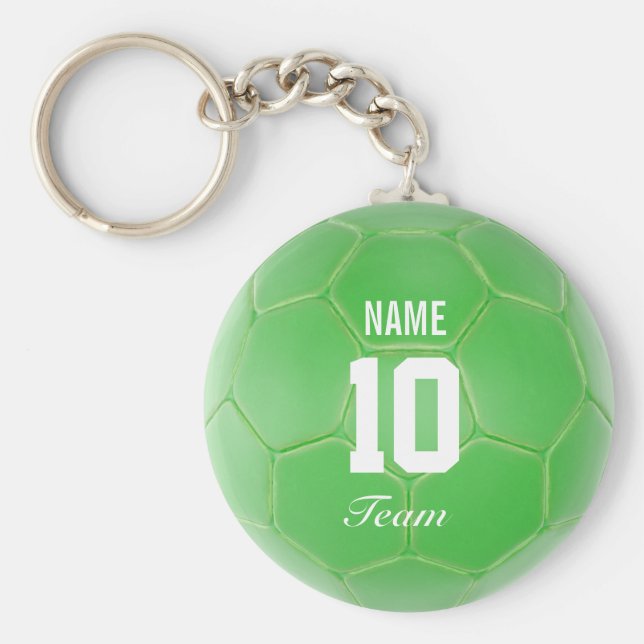 Porte-clés Green Team Soccer Ball Nom personnalisé (Devant)